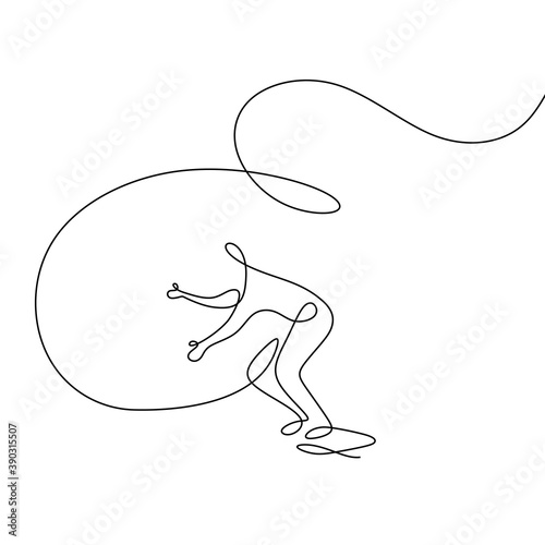 Single continuous one line art abstract surfer vacation sea wave. Active sport summer holiday tropical luxury journey surfboard concept design sketch surfing outline drawing vector illustration.
