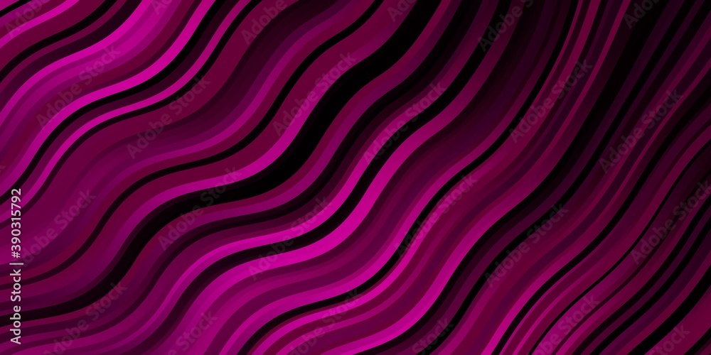 Dark Pink vector background with curves.