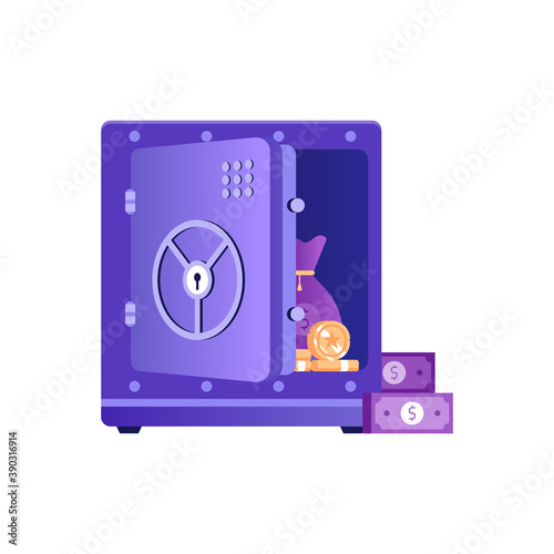 Unlocked Open Safe Icon in Flat Design