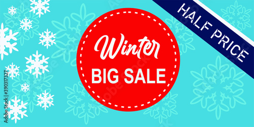 Winter big sale banner for product promotion. seasoning discount offer background