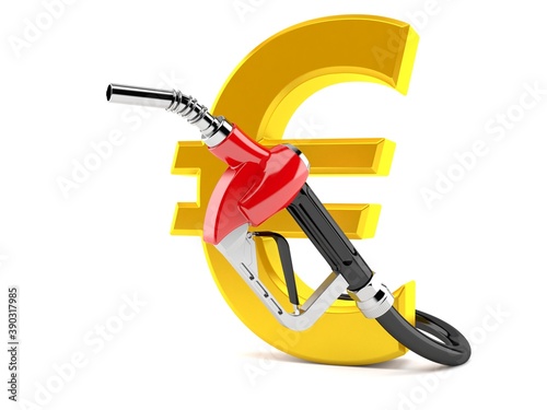 Photo Euro currency with gasoline nozzle