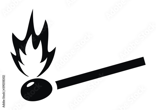 Safety match, black silhouette, vector icon