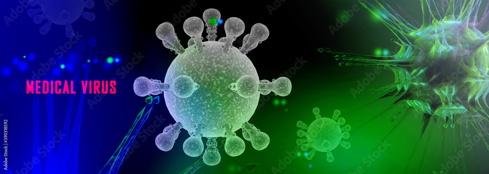 Obraz premium 3d render Corona virus microscopic view 