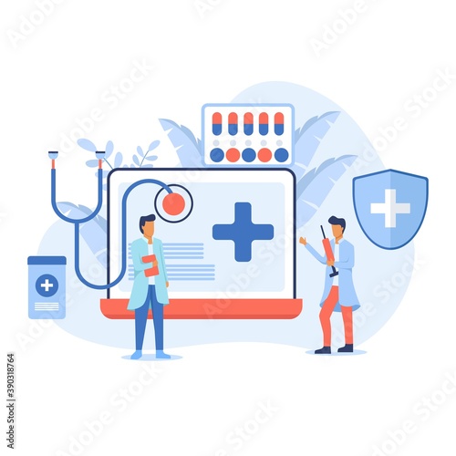 Vaccination concept, cure for Corona virus. Vector Illustration