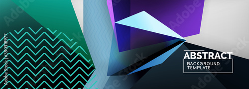Low poly 3d geometric shapes, minimal abstract background. Vector illustrations for covers, banners, flyers and posters and other