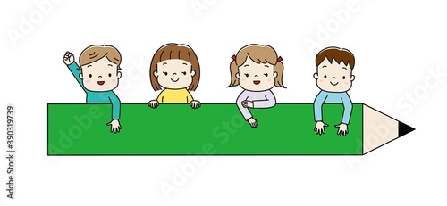 鉛筆とかわいい子供たち