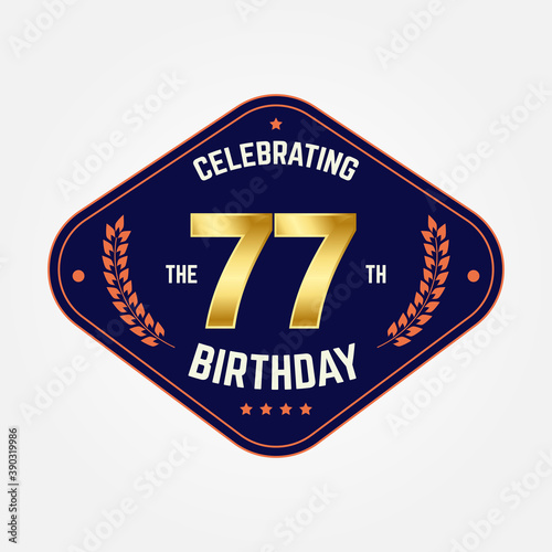 77 years anniversary logo template. Vector and illustration