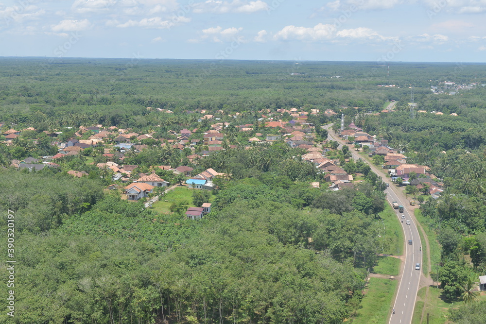 Aerial photo of a small village in Banyuasin, Indonesia	