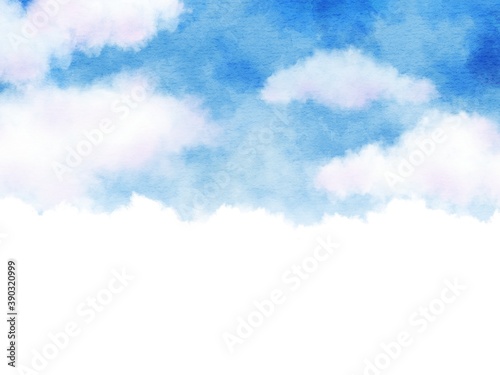 雲が浮かぶ青空のイラスト背景素材