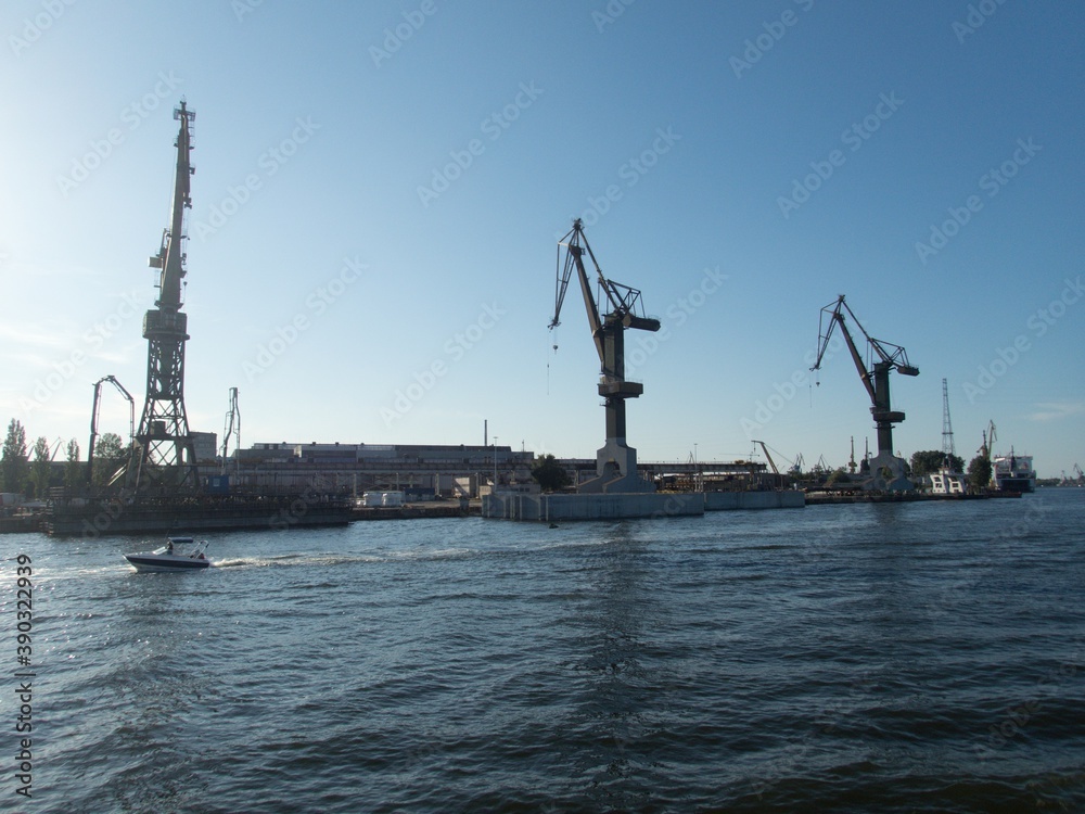 huge industrail port in gdansk city