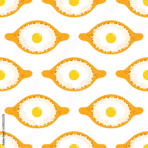Khachapuri acharuli traditional georgian pies vector seamless pattern background.
