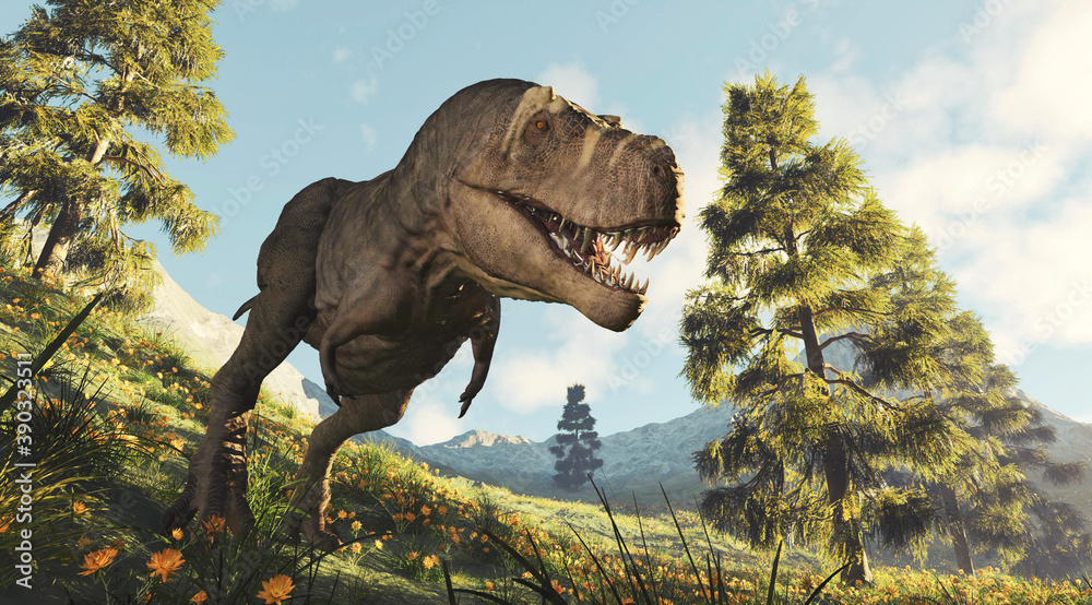 Fototapeta premium Dinosaur in the valley
