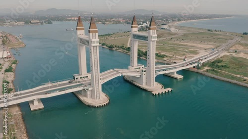 aerial view of terengganu drawbridge with beautiful scenery photo