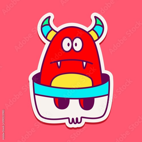kawaii doodle cartoon monster designs for wallpaper, stickers, coloring books, pins, emblems, logos and more
