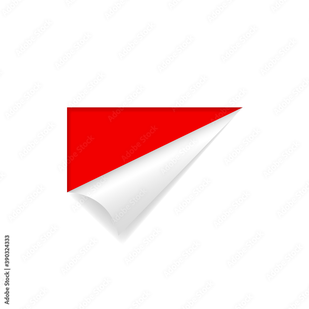 White paper with bent corner and red background