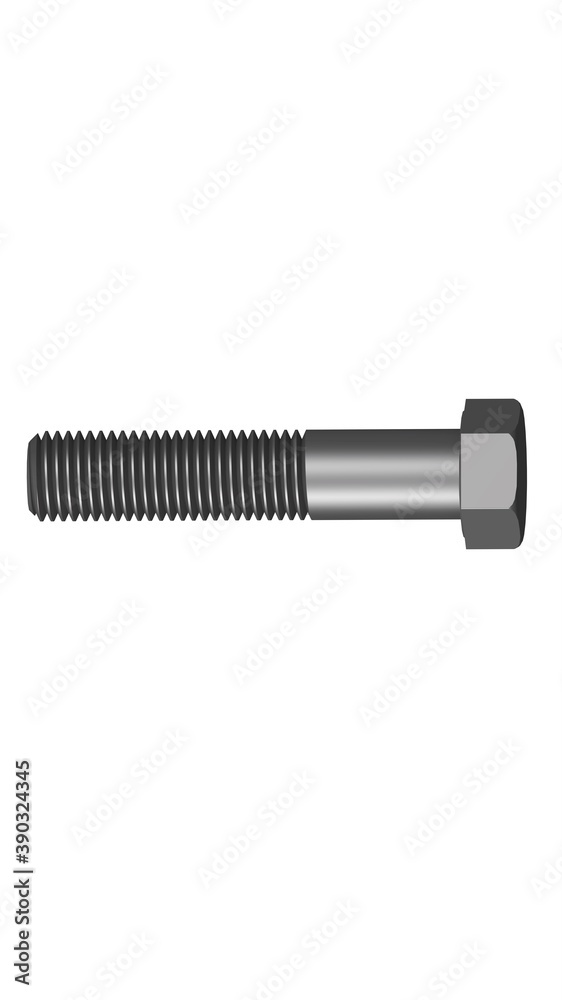 Hexagonal threaded screw bolt and hex nut. shadow .3D rendering. Hexagonal threaded screw bolt and hex nut. shadow .3D rendering.
