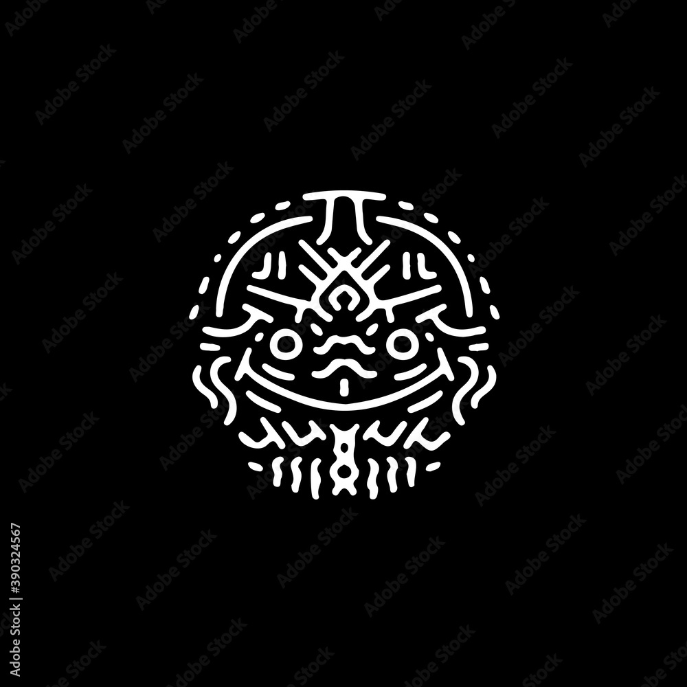 Cool abstract ancient symbol, illustration for logo, poster, sticker, or apparel merchandise.With tribal and hipster style.