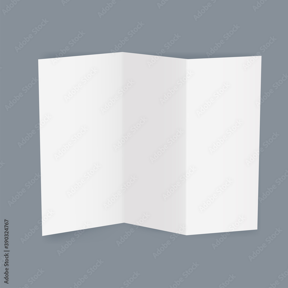 White paper sheet with vertical folds White paper sheet with vertical folds