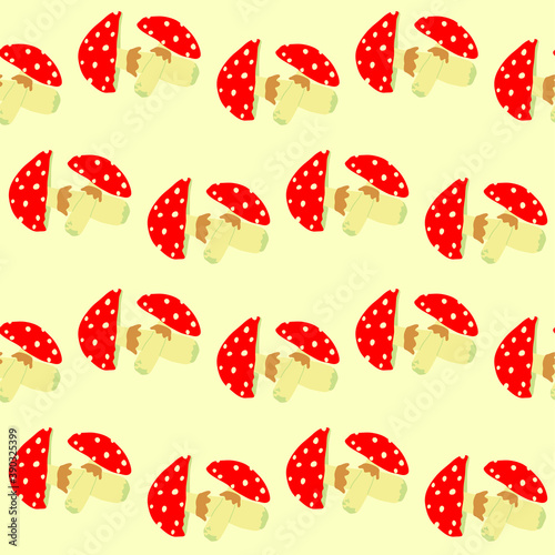 Pattern fly agaric, hand drawn vector illustration