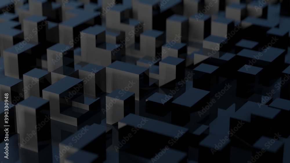 3d rendering of black abstract background with cubes 3d rendering of black abstract background with cubes