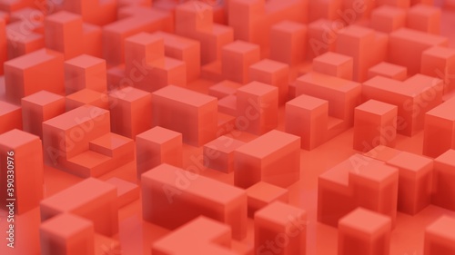3d rendering of  abstract red cubes background