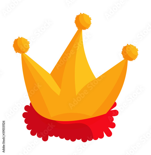 Cute harlequin or jester hat isolated on white background