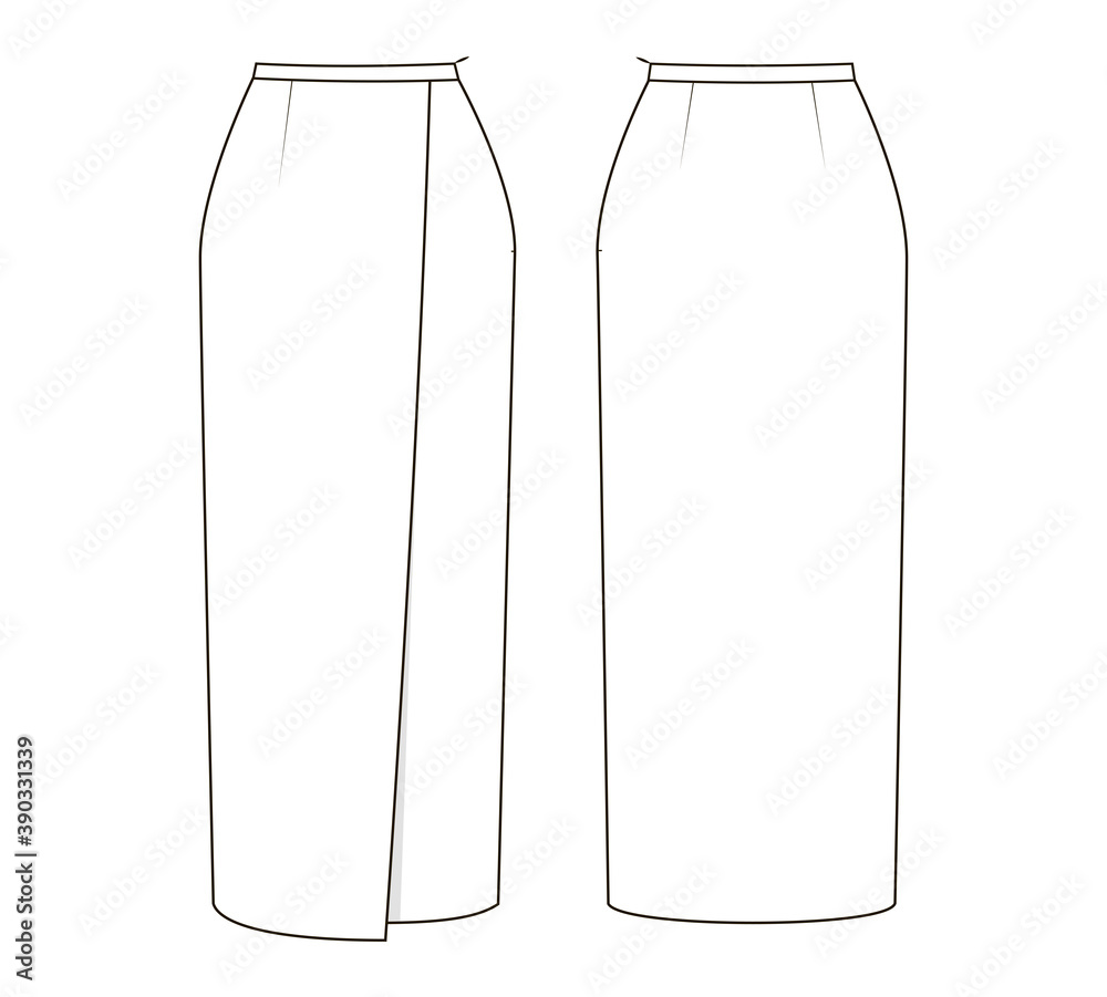 fashion technical drawing of midi skirt Stock Vector | Adobe Stock