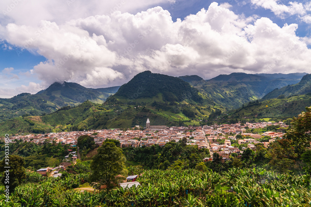 Jardin village in colombia mountains 