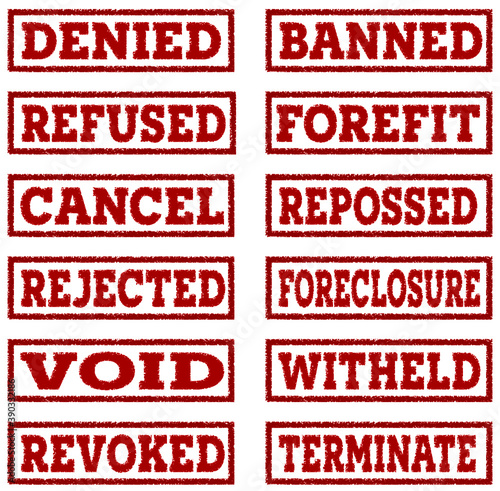 Rejection Stamps - Set of 12 - Vector Art Illustration - Grouped and Layered - New November 2020