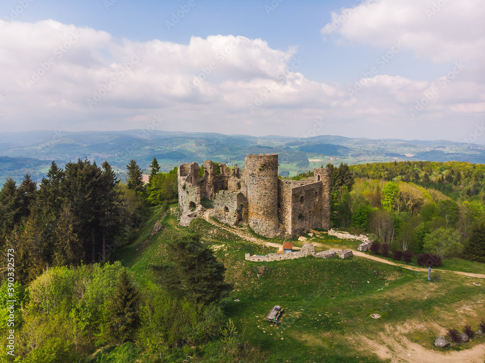 ruins of castle in mountains france europe