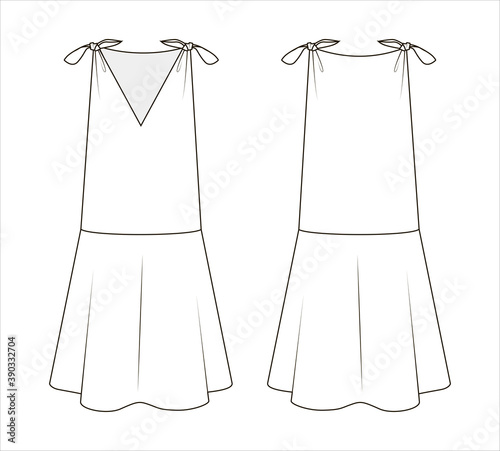 Fashion technical drawing of summer dress