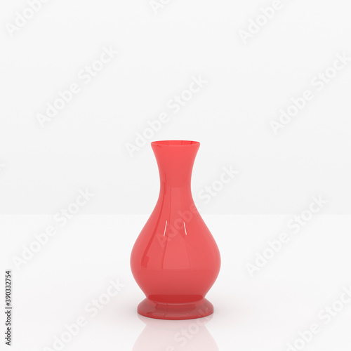 Red glass vase. 3d rendering illustration on white.