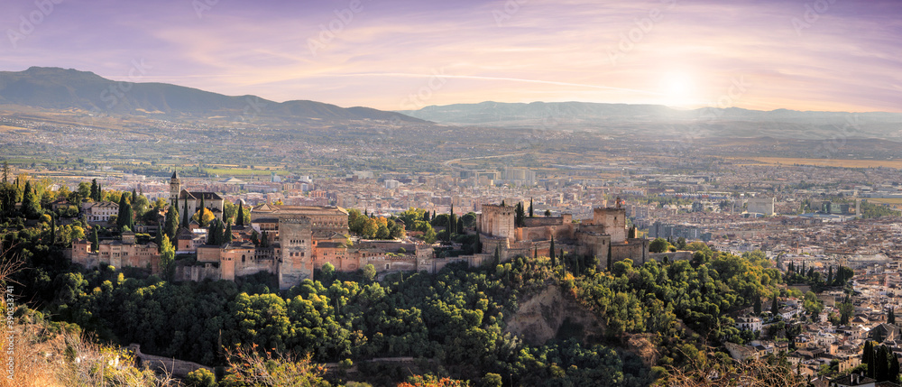 Beautiful view of the Alhambra in Andalusia of Spain
