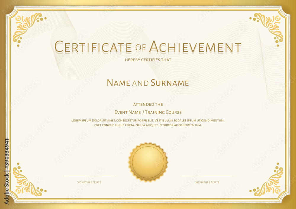 Luxury certificate template with elegant border frame, Diploma design ...