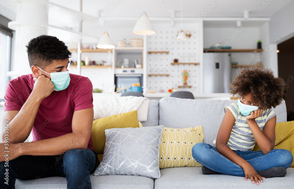 Family are separated because of the quarantine Corona Virus Covid-19, social distancing Family are separated because of the quarantine Corona Virus Covid-19, social distancing