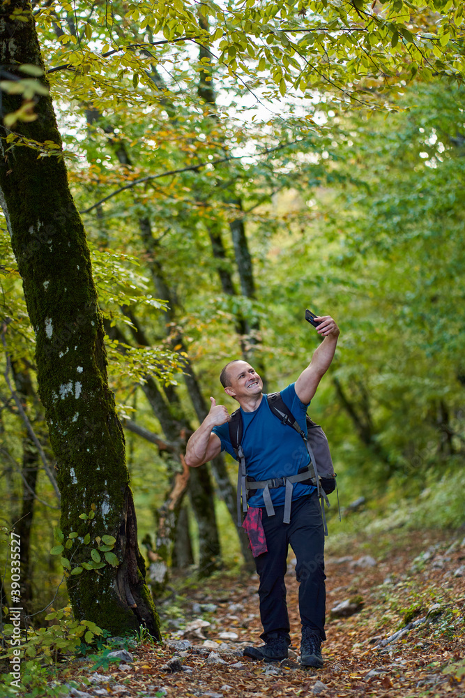 Hiker taking selfies Hiker taking selfies