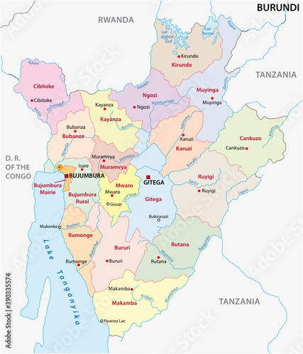 vector map of the new administrative division of the state of Burundi