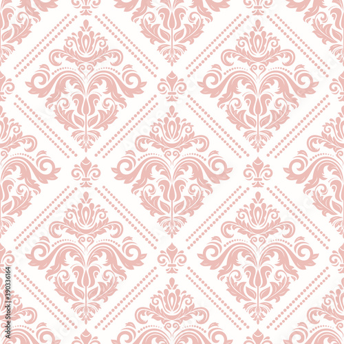Classic seamless vector pattern. Damask orient pink ornament. Classic vintage background. Orient ornament for fabric, wallpaper and packaging