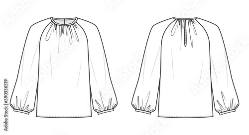 Fashion technical drawing of blouse photo