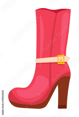 High heel demi boot or winter footwear for woman on white