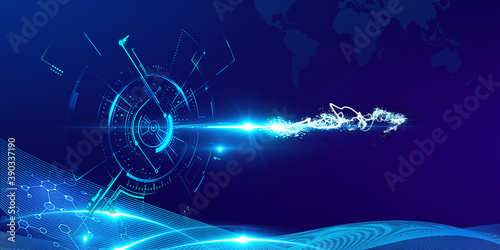 Blue business technology sense background image, illustration background, illustration rendering