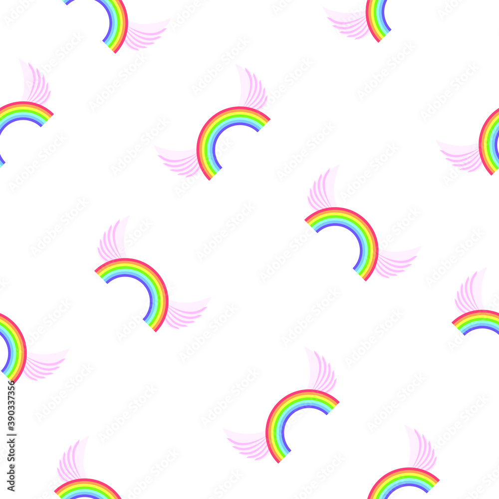Abstract Seamless Pattern Background Rainbow Wings Design Vector Style