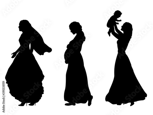 Silhouette women bride pregnancy motherhood