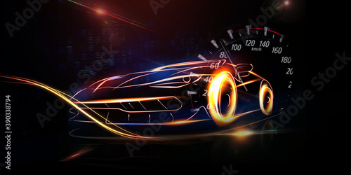 Cool car technology background image, illustration background, illustration rendering
