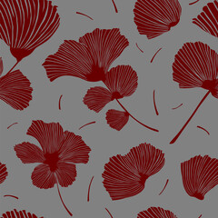 Wandcirkels Bloemenprints patronen Vintage bloemensilhouetten op grijze achtergrond  © Iana