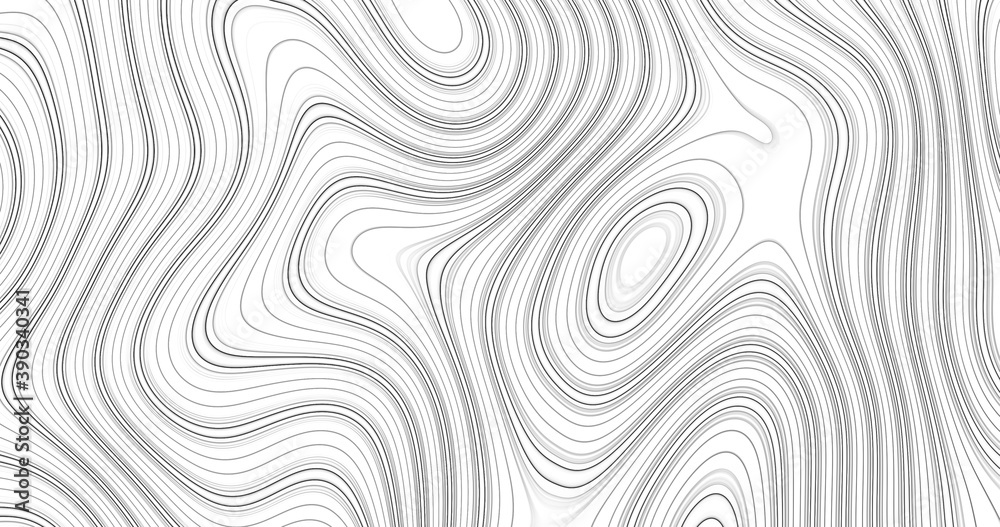 Abstract black and white topographic contours lines