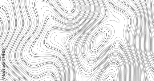 Abstract black and white topographic contours lines