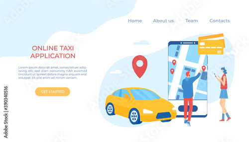 Car sharing concept. Mobile application. Vector illustration.
