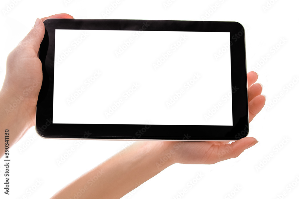 in human hands tablet computer touch-screen gadget with isolated in human hands tablet computer touch-screen gadget with isolated