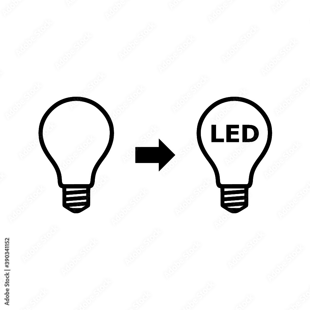 Led and usual light bulbs icon isolated on white background